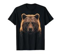 Marrón Oso Cara Bosque Vida Silvestre Naturaleza Camiseta gráfica económica, Hombre, Negro, XL