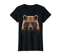 Marrón Oso Cara Bosque Vida Silvestre Naturaleza Camiseta gráfica económica, Mujer, Negro, M