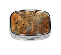 Marrón Óxido Colorido Metal Oxidado, Pastillero cuadrado para bolsillo o monedero, pequeño contenedor de pastillas, organizador de pastillas de viaje