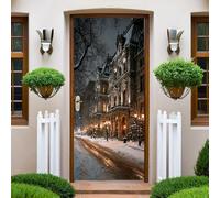 Marrón Papel Pintado para Puertas Arquitectura urbana de la calle 83x204 cm Vinilo Autoadhesivo Impermeable, Pegatina Decorativa para Dormitorio Interior