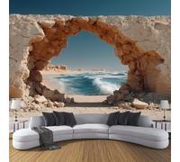 Marrón Papel Pintado Seda Fotográfico 200x140cm, Mural De Pared Panorámico Océano Del Arco Del Desierto, Paisaje De Fantasía Póster Grande Para Salón Decor Del Hogar Y Pared