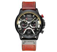 (Marrón) Reloj de cuarzo Curren 8329 para hombre de negocios, reloj de pulsera deportivo sencillo