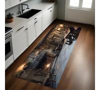 Marrón Tapetes de Cocina Taberna Medieval Antifatiga, Impermeables, Antideslizantes y Cómodos para Decoración del Hogar y Oficina 50 x 140 cm