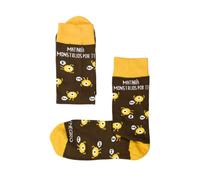 MARRON Y NEGRO - Calcetines ¨Mataría Monstruos Por Ti" - Fabricado en España - Perfectos para Regalos - Divertido - Calcetines Originales - 80% algodón - Para Hombre y Mujer