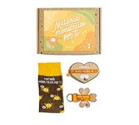 MARRON Y NEGRO - Pack Regalo Calcetines Mataría Monstruos Por Ti - Incluye pulsera y llavero - Regalo para San Valentín, Parejas y Familia - 80% algodón - Unisex - Talla de calcetín (35-40).