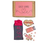 MARRON Y NEGRO - Pack Regalo Calcetines Ojalá Siempre - Incluye pulsera, llavero y chuches - Regalo para San Valentín (FR/ES, Números, 41, 45, Regular, Regular, Estándar, Variado)