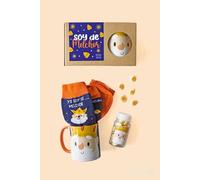 MARRON Y y Negro - Pack Taza Melchor - Set Navideño con Calcetines de Algodón, Taza Cerámica y Pildorero de Chuches - Regalo Original del Rey Mago Melchor para Reyes, Amigo Invisible (35-40)