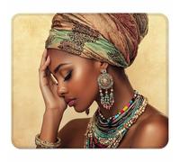 Marrone Tappetino Mouse Piccolo 220x180x3mm, Tappetino Scrivania con Bordo Cucito, Mousepad Impermeabile e Antiscivolo, Pratica e Facile da Pulire, Accessori Gaming, Regalo Uomo, Donne Africane J-9782