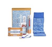 MARRONYNEGRO - Pack regalo Calcetines Abuelo Molón - Incluye boli, pulsera, llavero y bote de chuches - 80% algodón - Hombre - Talla de calcetín (41-45).