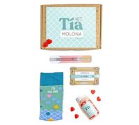 MARRONYNEGRO - Pack regalo Calcetines Tía Molona - Incluye boli, pulsera, llavero y bote de chuches - 80% algodón - Mujer - Talla de calcetín (35-40).