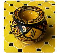 Marroquí cenicero cenicero cerámica Wind Cenicero Cenicero Orient Deko pequeño, gres, amarillo, Klein