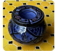 Marroquí cenicero cenicero cerámica Wind Cenicero Cenicero Orient Deko pequeño, gres, azul, Klein