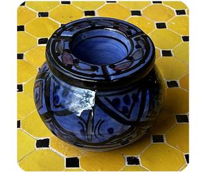 Marroquí cenicero cenicero cerámica Wind Cenicero Cenicero Orient Deko pequeño, gres, azul, Klein