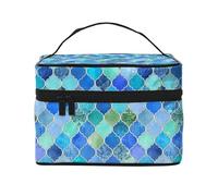 Marroquí Decorativo Azul Cobalto Y Aqua, Bolsa de Maquillaje Bolsa de cosméticos Bolsa de artículos de tocador de Viaje portátil Estuche para lápices Bolsa de artículos de tocador