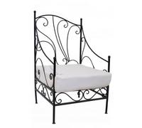 Marroquí mediterraner Hierro Jardín Sillón Silla de metal silla de hierro forjado a mano Murcia Blanco - Incluye Asiento Acolchado.