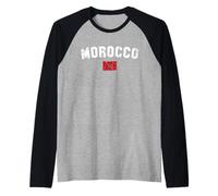 Marruecos Bandera | Hombres Mujeres Niños Marruecos Camiseta Manga Raglan