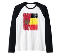 Marruecos Bélgica Media Bandera Morrocca Belga Jersey Camiseta Manga Raglan