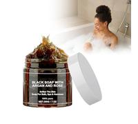 Marruecos Jabón negro con argán y rosa, 200 g natural marroquí Peeling Gel de ducha para piel suave, exfoliante corporal