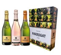 Marrugat Pack Premium de Cavas, Set de 3 Botellas, Gran Reserva Brut Nature Millésime, Brut Reserva Imperial y Rosé, Elaborado en Penedès, 11.5% Vol