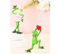 Marry Me Frogs - Estatua de resina hecha a mano para el día de San Valentín, decoración del hogar y la oficina, 8 x 6 x 17 cm, diseño verde (juego)