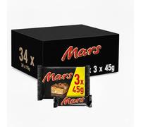 Mars Chocolatina con Crema de Turrón y Caramelo Recubierto de Chocolate con Leche, Pack de 34 Unidades, 3 x 45g