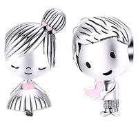 Mar's Designs - Par de encantos originales de plata compatibles con Pandora. Te quiero. Regalos para tu novia originales. Regalo de cumpleaños para mujer. Colgantes de plata para pulseras y collares