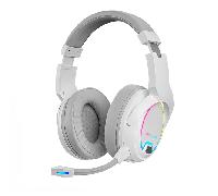 Mars Gaming MHW-100, Auriculares Inalámbricos ARGB Flow, Micrófono ENC Extraíble,Cancelación de Ruido Activa ENC, Windows/PS4/PS5/XBOX ONE/XBOX SERIES X|S/Mac/Switch/Switch 2/Smartphone/Tablet, Blanco