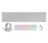 Mars Gaming MCP-RGB3, Idioma Español, Pack RGB Teclado Fixed, Ratón Flow 3200 dpi, Auriculares Over-Ear, Alfombrilla XXL, Blanco