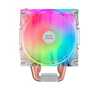 Mars Gaming MCPU66, Disipador CPU 220W TDP, 6x Heatpipes HCT, Doble Ventilador 120mm, Iluminación Triple ARGB, PWM Ultra-Silencioso, Compatible Intel y AMD