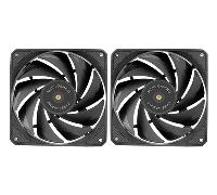 Mars Gaming MF-NCLX2, Kit 2x Ventiladores Ultrasilenciosos 120mm, Diseño Aspas Híbridas, Ventiladores 2en1 con Rodamiento FDB de Cobre Hiperbalanceado, Sistema Conexión PWM, Pads Antivibración, Negro