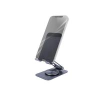 Mars Gaming MA-RSS, Soporte Plegable para Smartphone, Rotación Dinámica 360º + Ajuste en Altura y Ángulo 180º, Soporte Teléfono Móvil Portátil de Aluminio, Antideslizante, Gris Oscuro