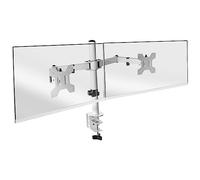 Mars Gaming MARM2, Soporte de Monitor Dual de Brazo para Pantallas hasta 27”, Articulado y Regulable en Altura, Estructura Robusta, Compatible con VESA75 y VESA100, Blanco