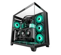 Mars Gaming MC-3C, Caja Gaming ATX, Vista Panorámica 3D con Triple Cristal Templado, Diseño Doble Cámara Lateral, Soporte Completo Refrigeración Líquida, Semitorre PC con Gestión de Cableado, Negro