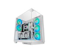 Mars Gaming MC-3GF, Caja Gaming ATX, Triple Cristal Templado, 2x Ventiladores ARGB Traseros 120mm, Montaje Vertical de Tarjetas Gráficas, Torre PC con Soporte Refrigeración Líquida hasta 360mm, Blanco