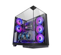 MARS GAMING MC-3GF, Caja Gaming ATX, Triple Cristal Templado, 2X Ventiladores ARGB Traseros 120mm, Montaje Vertical de Tarjetas Gráficas, Torre PC con Soporte Refrigeración Líquida hasta 360mm, Negro