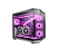 Mars Gaming MC-3TCORE, Caja Gaming Custom ATX, Triple Ventana Cristal Templado Extraíble, Cámara Dual, Semitorre Compatible con Placas Base de Conector Inverso, Soporte Refrigeración Líquida, Negro