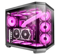 Mars Gaming MC-3TCORE, Caja Gaming Custom ATX, Triple Ventana Cristal Templado Extraíble, Cámara Dual, Semitorre Compatible con Placas Base de Conector Inverso, Soporte Refrigeración Líquida, Negro