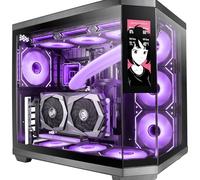 Mars Gaming MC-3TCORELCD Caja Gaming ATX, Pantalla IPS 7,2” Personalizable, Triple Cristal Templado Extraíble, Estructura Doble Cámara Lateral, Soporte de Refrigeración Líquida hasta 360mm, Negro