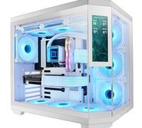 Mars Gaming MC-3TCORELCD Caja Gaming ATX, Pantalla IPS 7,2” Personalizable, Triple Cristal Templado Extraíble, Estructura Doble Cámara Lateral, Soporte de Refrigeración Líquida hasta 360mm, Blanco