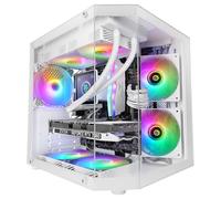 Mars Gaming MC-3TLITE, Caja Gaming MicroATX, Triple Cristal Templado Continuo, Ventilador FRGB Trasero 120mm, Estructura de Doble Cámara, Minitorre PC Compacta con Amplia Capacidad Interna, Blanco