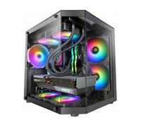 Mars Gaming MC-3TLITE, Caja Gaming MicroATX, Triple Cristal Templado Continuo, Ventilador FRGB Trasero 120mm, Estructura de Doble Cámara, Minitorre PC Compacta con Amplia Capacidad Interna, Negro