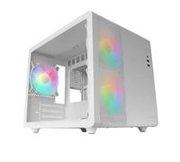 Mars Gaming MC-400, Caja Gaming Compacta Micro-ATX, Ventana Lateral Completa Cristal Templado, 3X Ventiladores FRGB 120mm, Panel Lateral Completo Mesh, Blanco