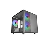 Mars Gaming MC-400 Negro, Caja Gaming Compacta Micro-ATX, Ventana Lateral Completa Cristal Templado, 3X Ventiladores FRGB 120mm, Panel Lateral Completo Mesh