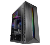 Mars Gaming MC-Blaze, Caja Gaming ATX, 1x Ventilador FRGB Trasero 80mm, Tira LED RGB Frontal con Múltiples Efectos, Ventana Lateral Completa, Semitorre PC con Amplia Capacidad Interna, Negro