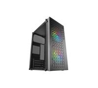 Mars Gaming MC-Core, Caja Gaming Compacta MicroATX, Diseño Frontal Metal-Mesh, Ventana Lateral Completa, 2X Ventiladores FRGB 120mm, Negro