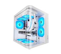 Mars Gaming MC-CURV, Caja Gaming ATX, Triple Cristal Templado Curvado Continuo Frontal y Lateral, Estructura Doble Cámara, Semitorre PC Compacta con Amplia Capacidad Interna, USB-C y USB 3.0, Blanco