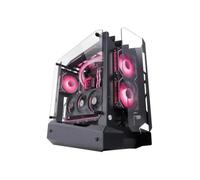 Mars Gaming MC-Edge, Caja Gaming ATX, Diseño Open Air, Triple Panel Cristal Templado, Semitorre PC Soporte Refrigeración Líquida hasta 240mm, Sistema Gestión Cableado Interno, USB-C y USB 3.0, Negro