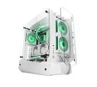 Mars Gaming MC-Edge, Caja Gaming ATX, Diseño Open Air, Triple Panel Cristal Templado, Semitorre PC Soporte Refrigeración Líquida hasta 240mm, Sistema Gestión Cableado Interno, USB-C y USB 3.0, Blanco