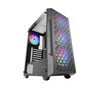 Mars Gaming MC-GEO, Caja Gaming ATX, 4x Ventiladores FRGB Rainbow 12cm, Panel Frontal Mesh Geométrico, Ventana Lateral Cristal Templado, Semitorre PC Doble Cámara, Soporte Refrigeración Líquida, Negro