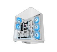 MARS GAMING MC-INFINIO, Caja Gaming ATX, Cristal Templado Curvado Sin Marco, 2x Ventiladores ARGB 120mm, Montaje Vertical de Tarjetas Gráficas, Soporte Refrigeración Líquida hasta 360mm, USB-C, Blanco